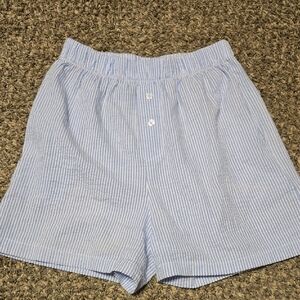 Womens Striped White And Blue Lounge Shorts